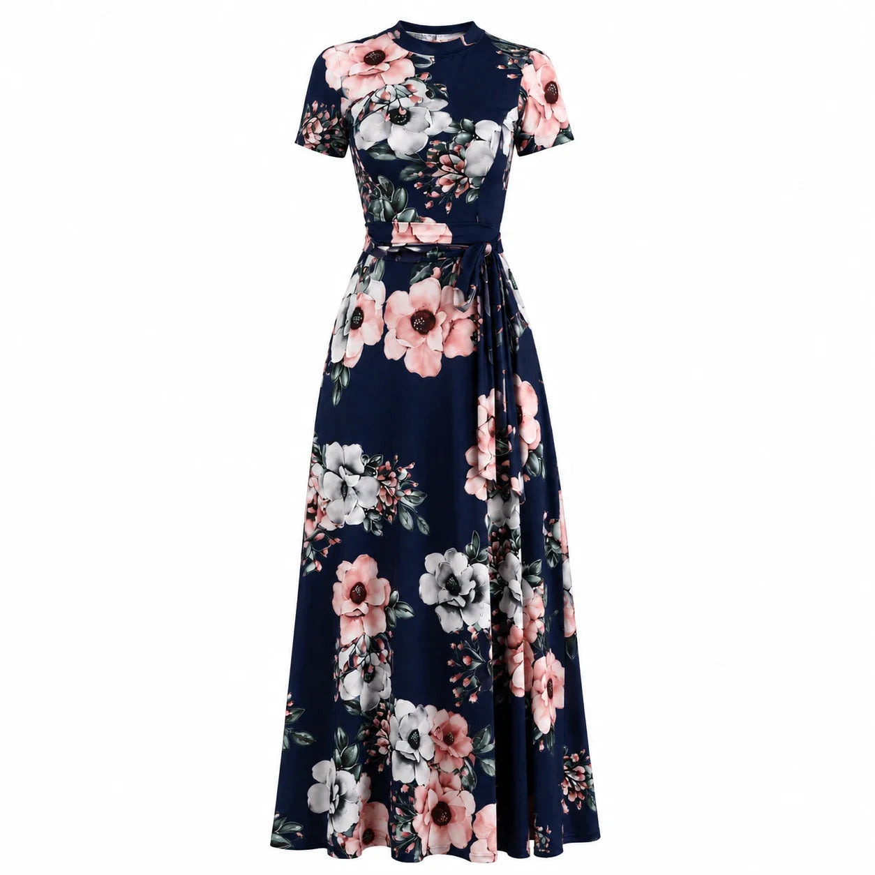 Floral Tie-Waist Maxi Dress WHD0606195