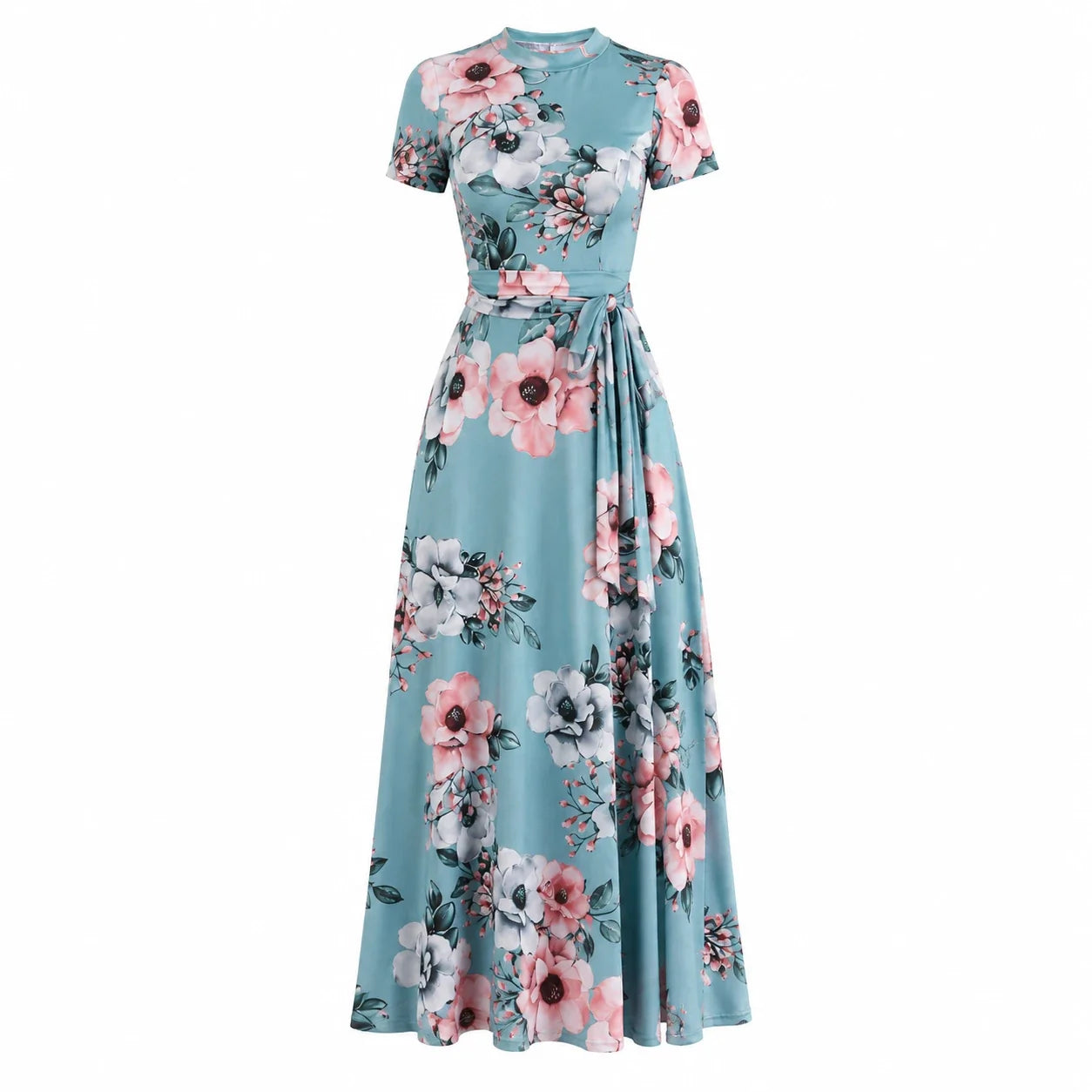 Floral Tie-Waist Maxi Dress WHD0606195