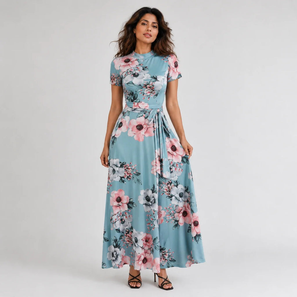Floral Tie-Waist Maxi Dress WHD0606195