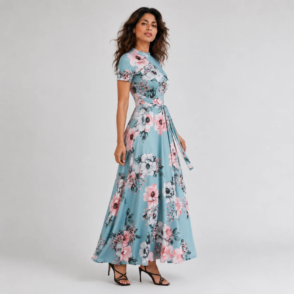 Floral Tie-Waist Maxi Dress WHD0606195