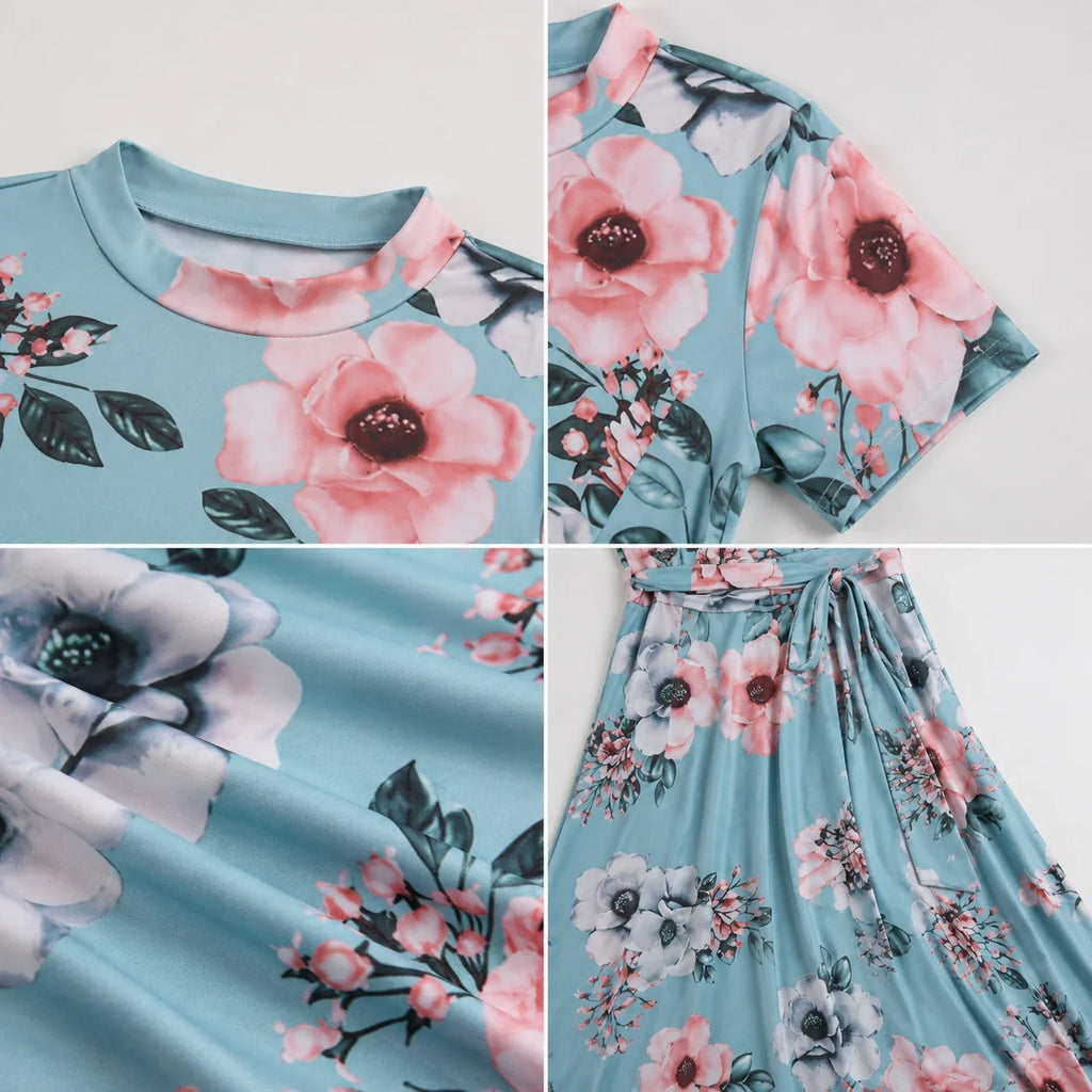 Floral Tie-Waist Maxi Dress WHD0606195