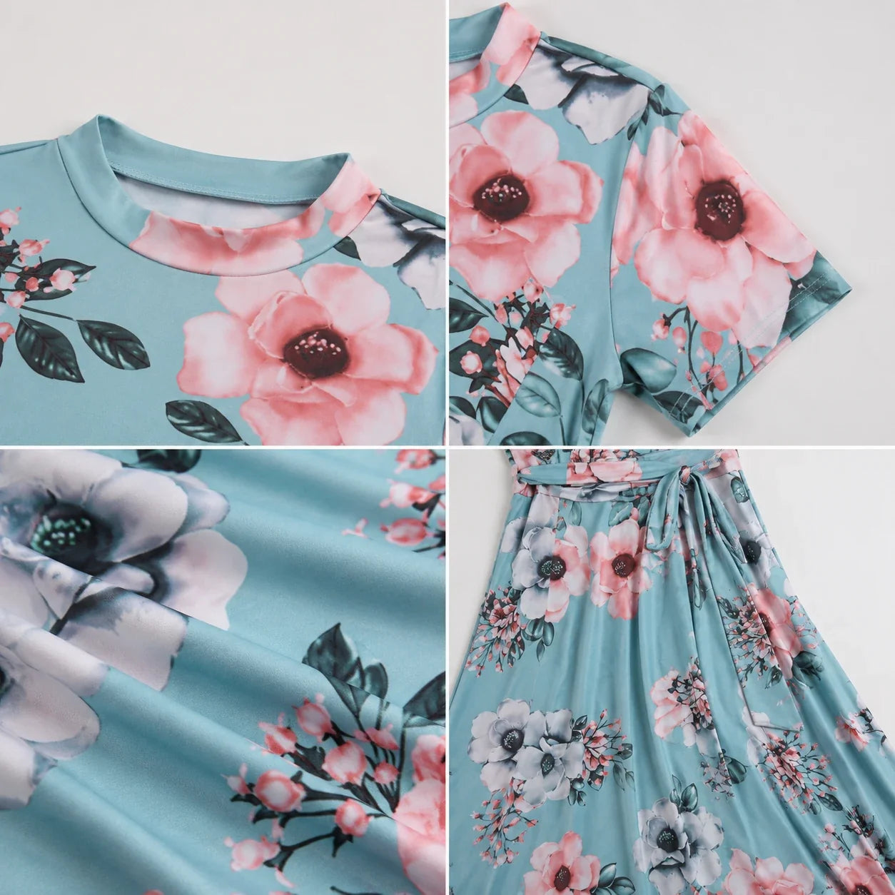Floral Tie-Waist Maxi Dress WHD0606195