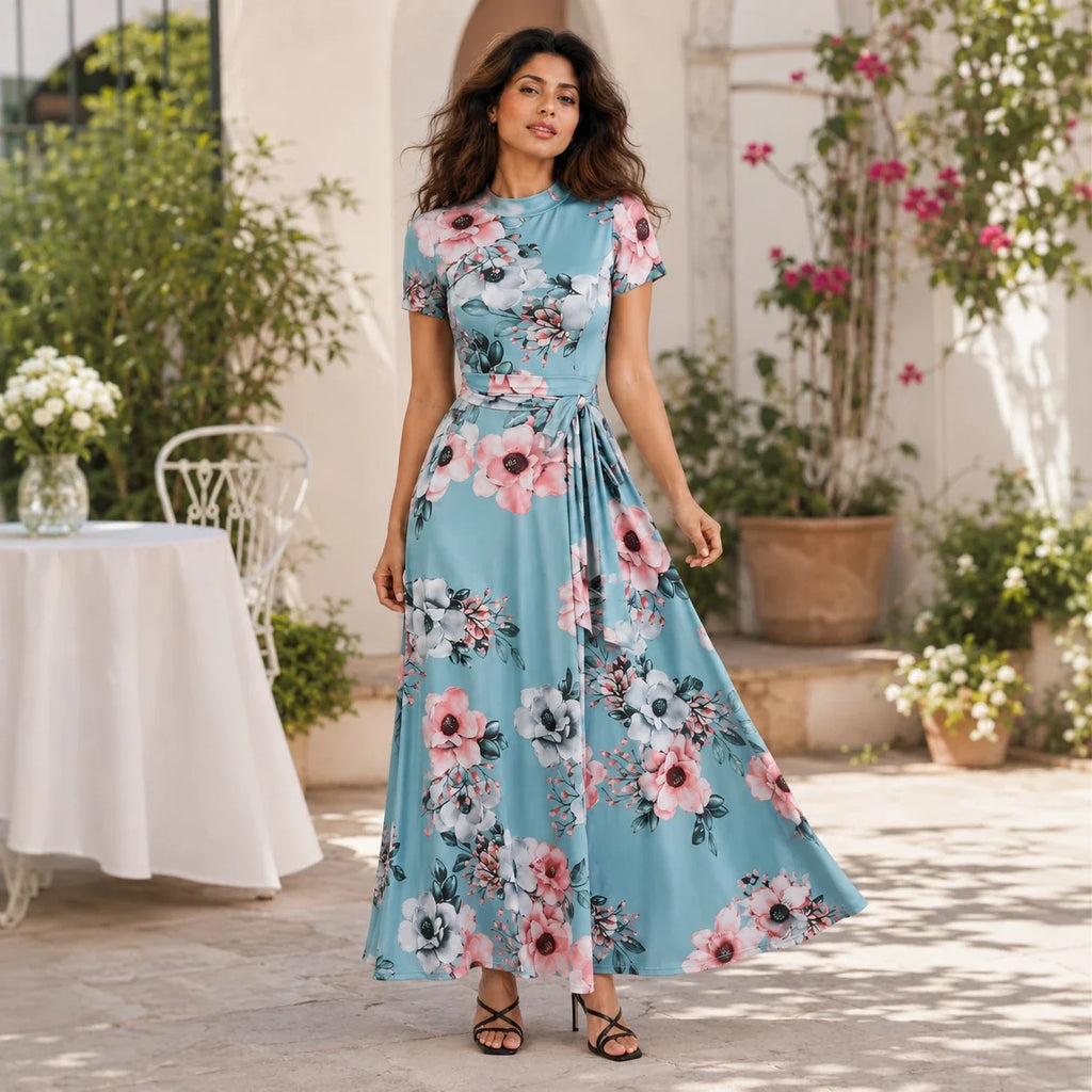 Floral Tie-Waist Maxi Dress WHD0606195