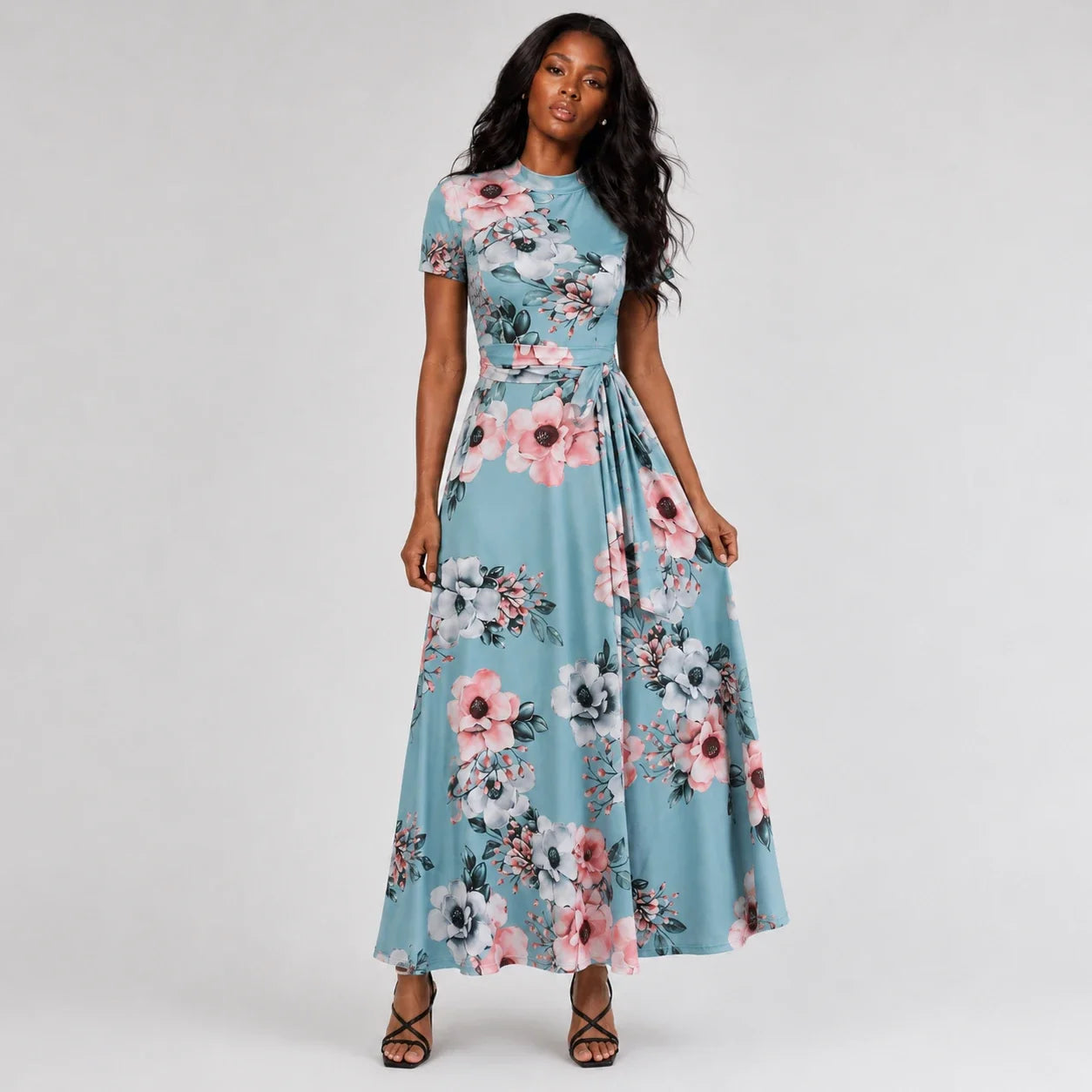 Floral Tie-Waist Maxi Dress WHD0606195
