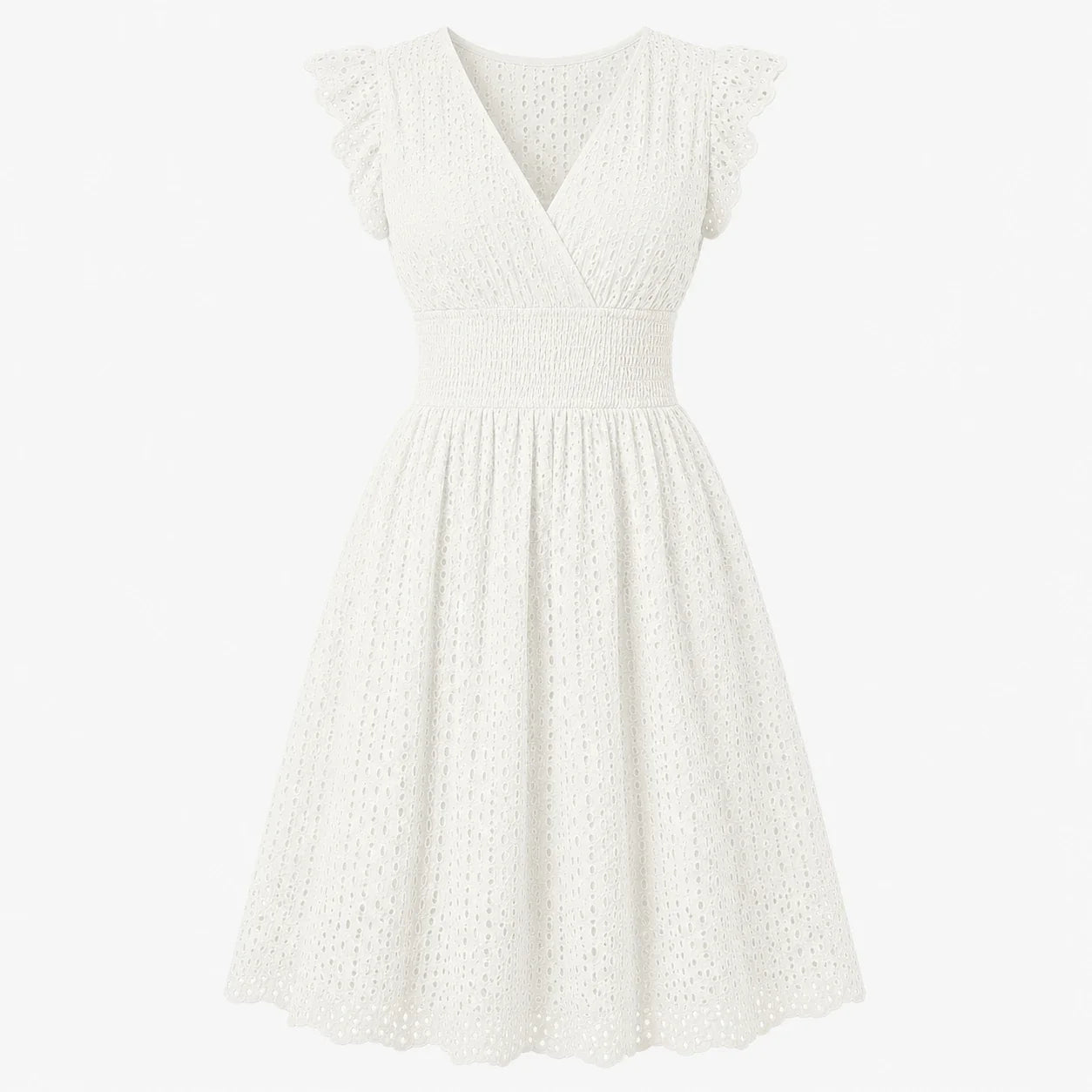 Eyelet Smocked Midi Dress WHD0606196