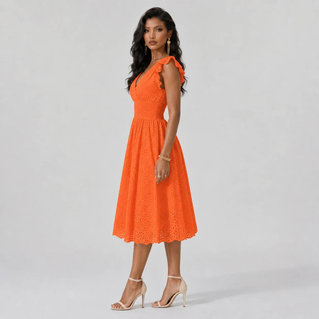 Eyelet Smocked Midi Dress WHD0606196