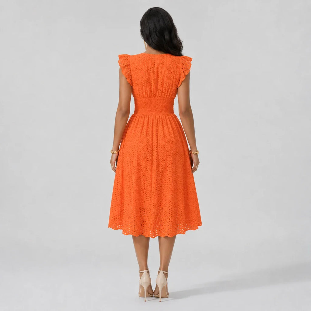 Eyelet Smocked Midi Dress WHD0606196