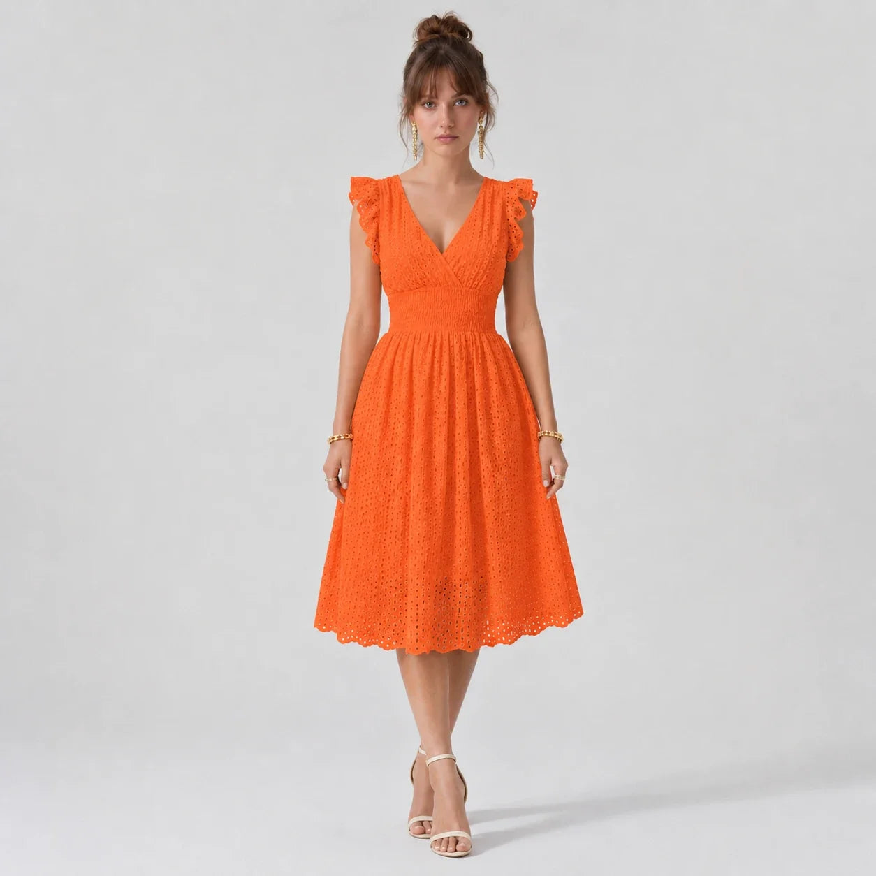Eyelet Smocked Midi Dress WHD0606196