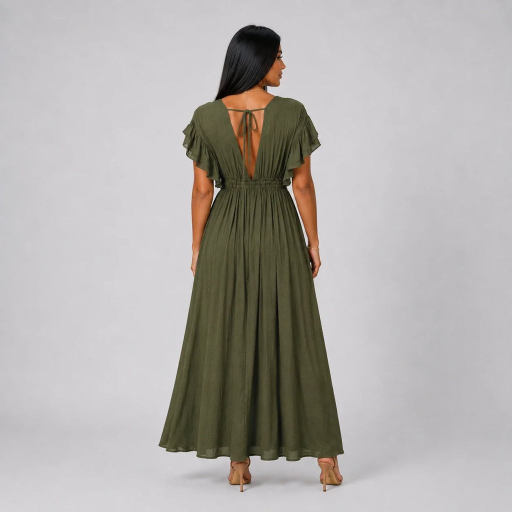 Ruffle Sleeve Maxi Dress WHD0606198
