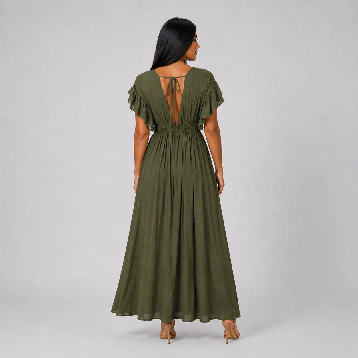 Ruffle Sleeve Maxi Dress WHD0606198