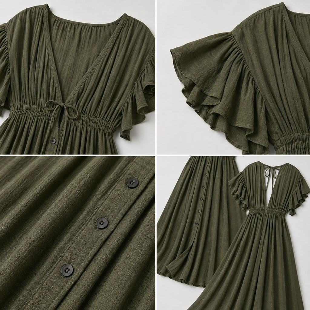 Ruffle Sleeve Maxi Dress WHD0606198