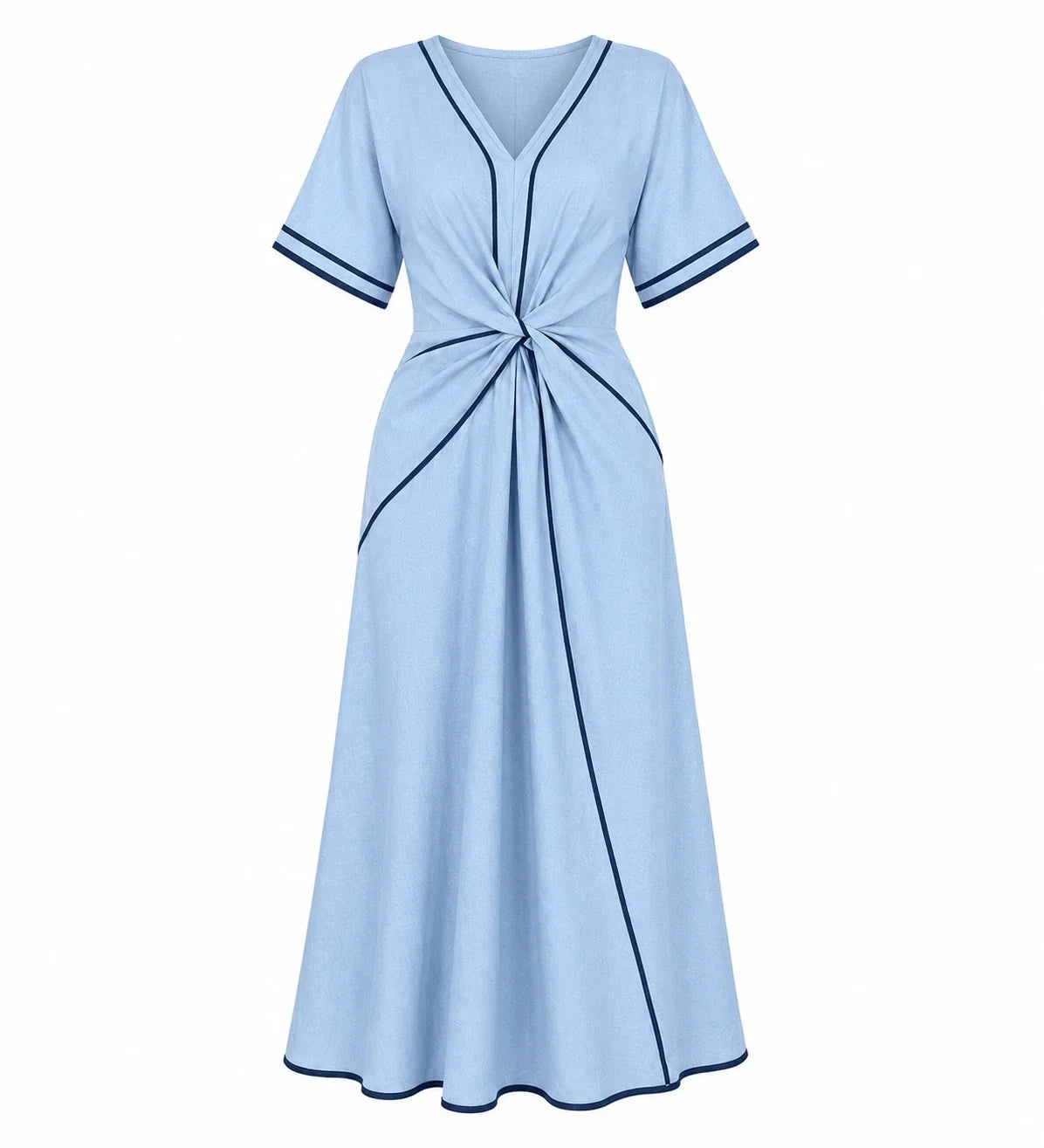 Contrast Piping Resort Dress WHD0606199