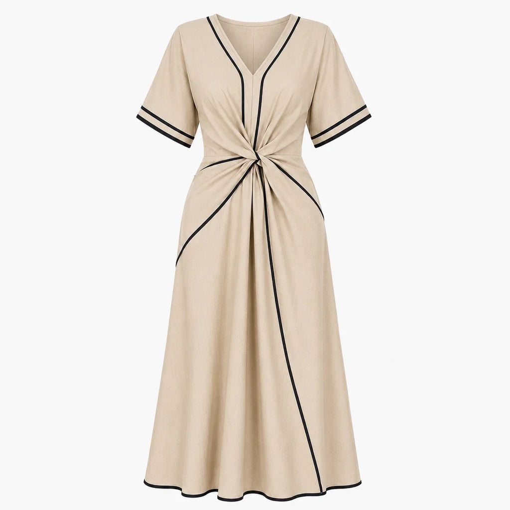 Contrast Piping Resort Dress WHD0606199