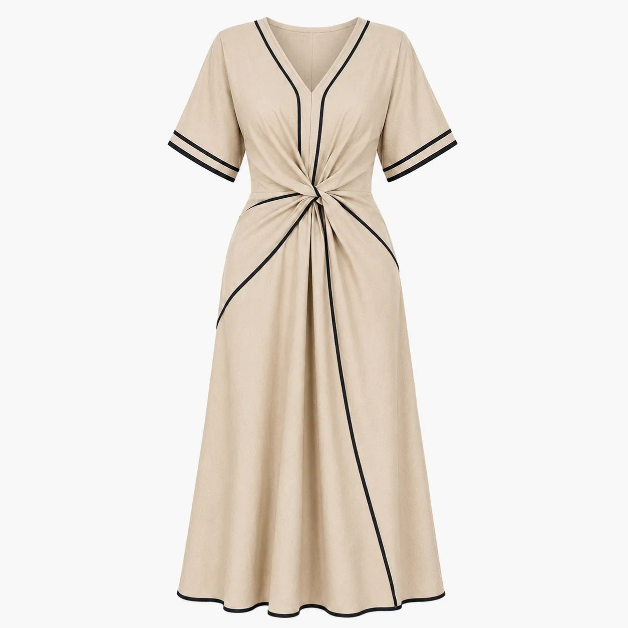 Contrast Piping Resort Dress WHD0606199