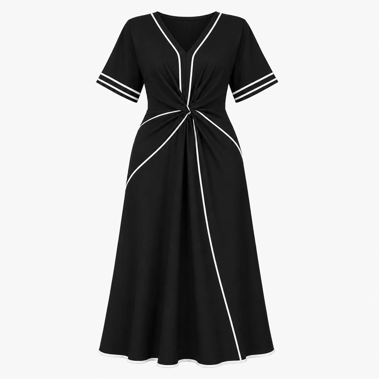 Contrast Piping Resort Dress WHD0606199