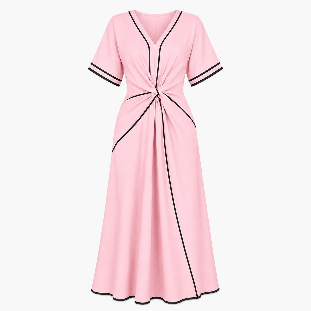 Contrast Piping Resort Dress WHD0606199