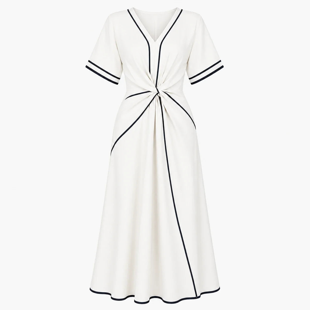 Contrast Piping Resort Dress WHD0606199