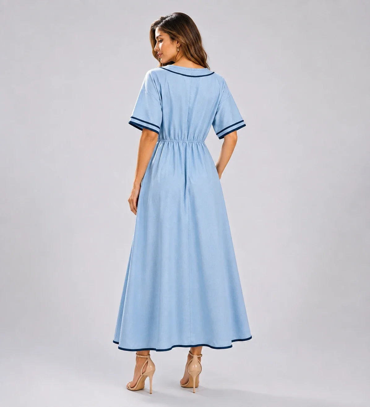 Contrast Piping Resort Dress WHD0606199