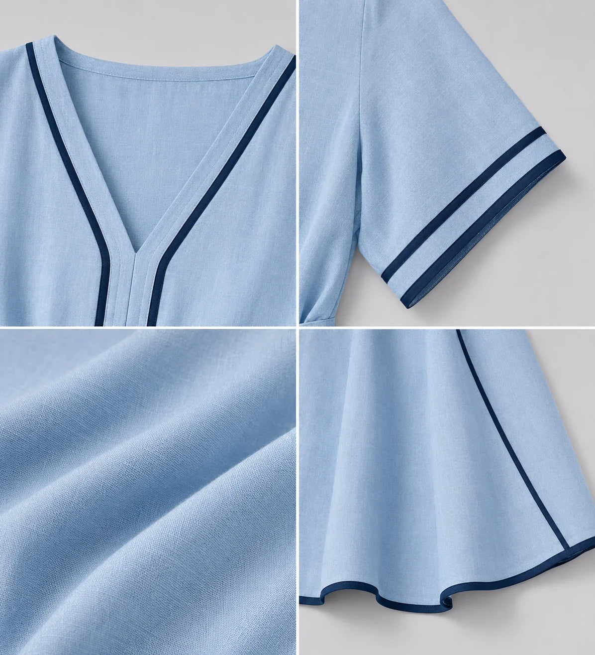 Contrast Piping Resort Dress WHD0606199