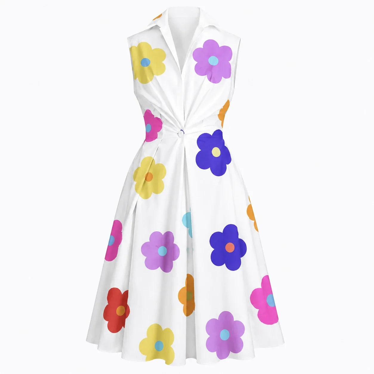 Sleeveless Collared Midi Dress WHD0606200