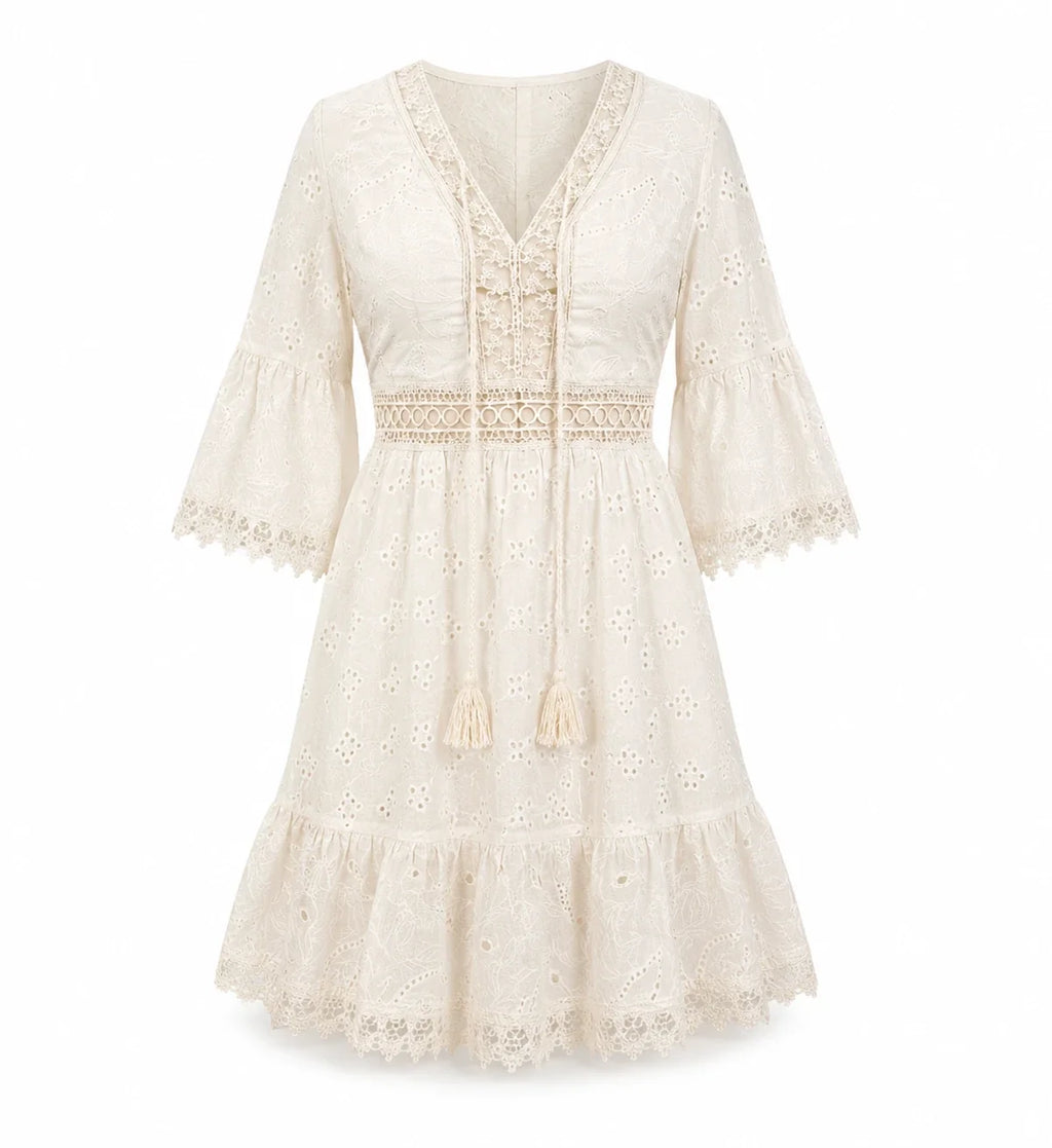Eyelet Lace Tassel Mini Dress WHD0606201