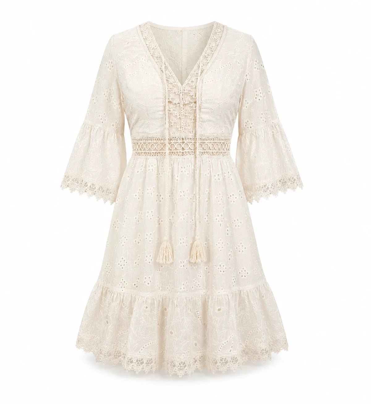 Eyelet Lace Tassel Mini Dress WHD0606201
