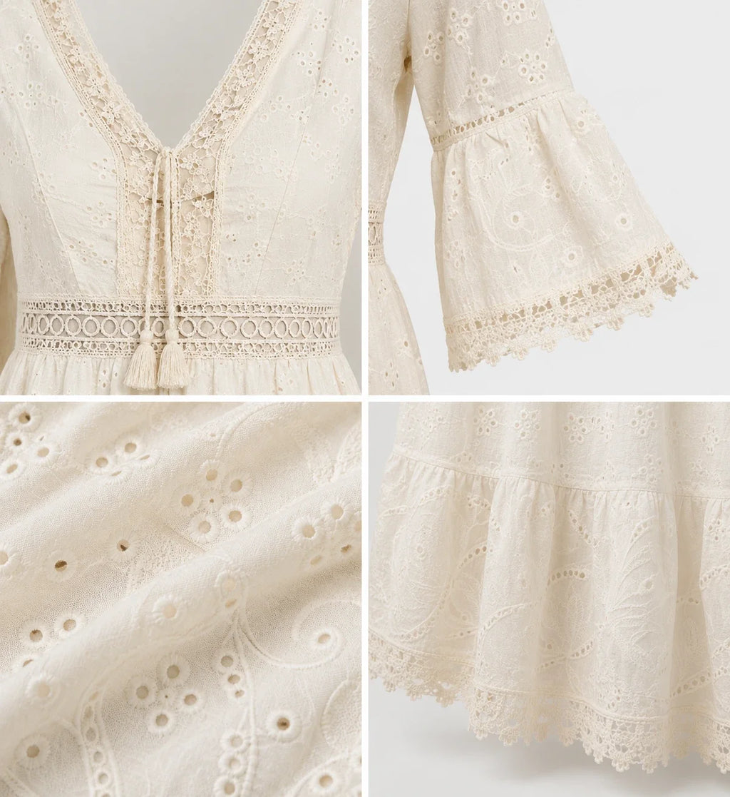 Eyelet Lace Tassel Mini Dress WHD0606201