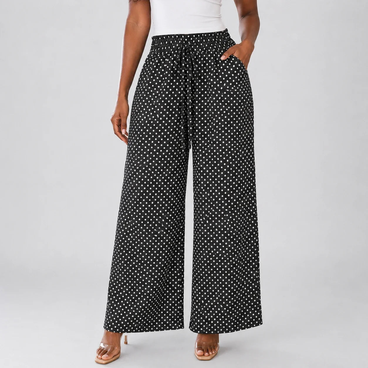 Polka Dot Wide Leg Pants WHD0606204