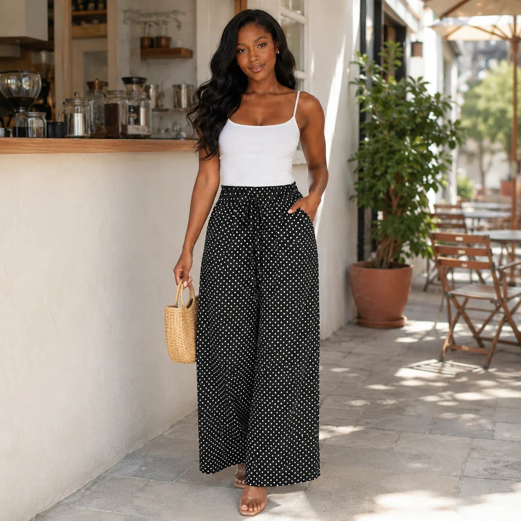 Polka Dot Wide Leg Pants WHD0606204