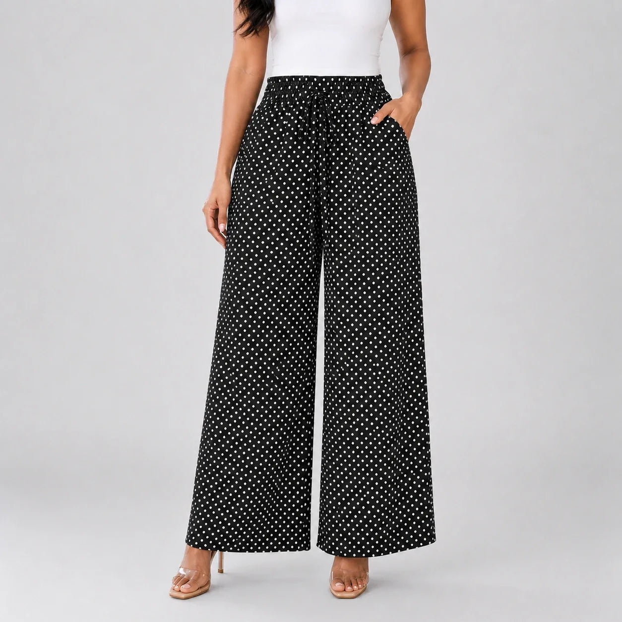 Polka Dot Wide Leg Pants WHD0606204