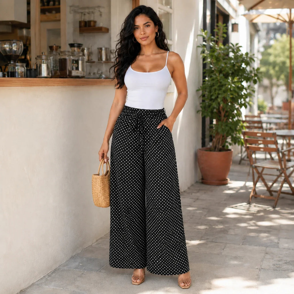 Polka Dot Wide Leg Pants WHD0606204