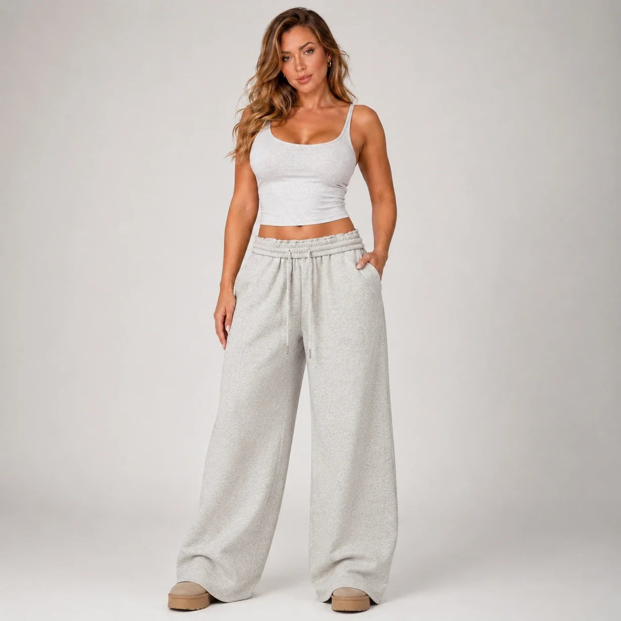 Drawstring Wide Leg Sweatpants WHD0606206