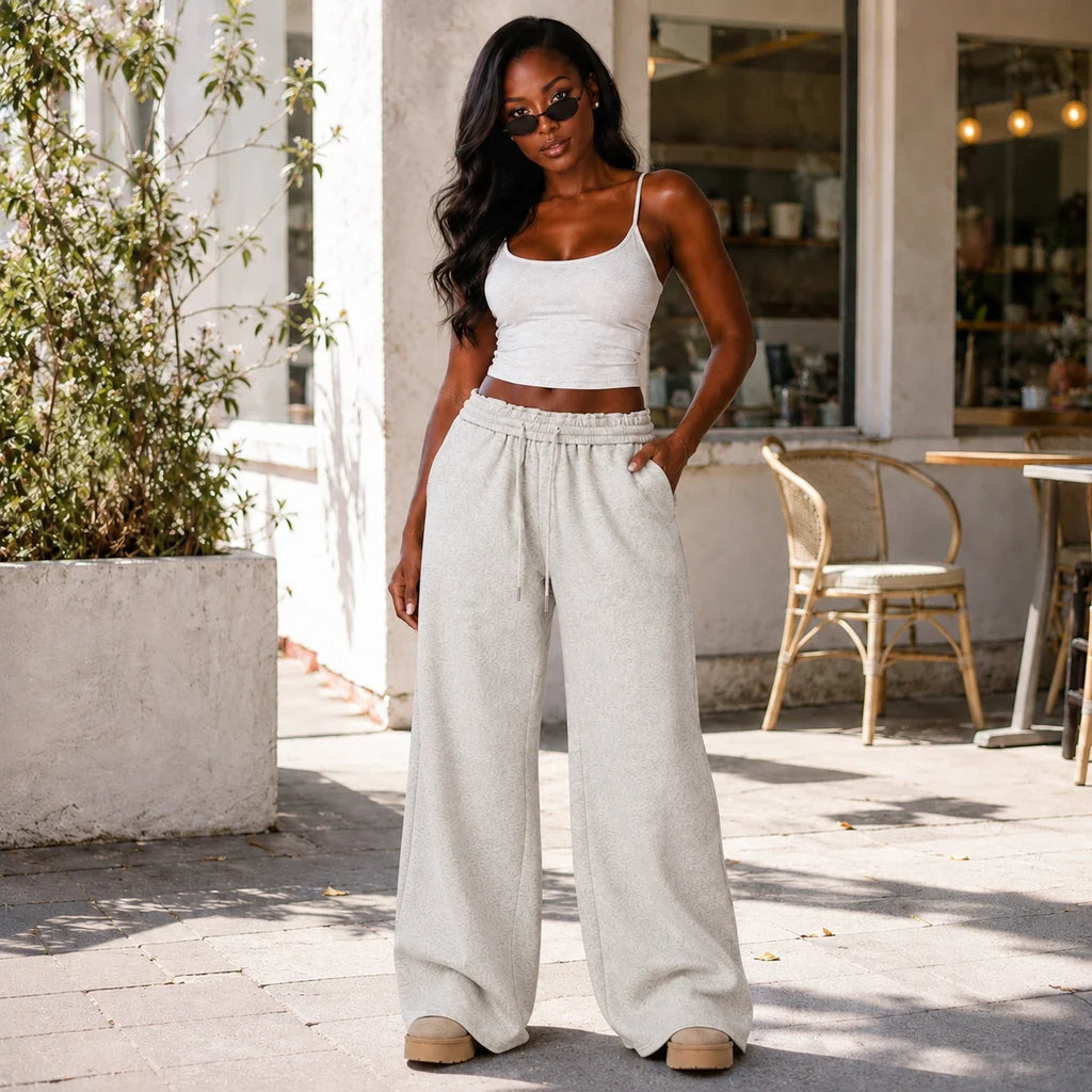 Drawstring Wide Leg Sweatpants WHD0606206