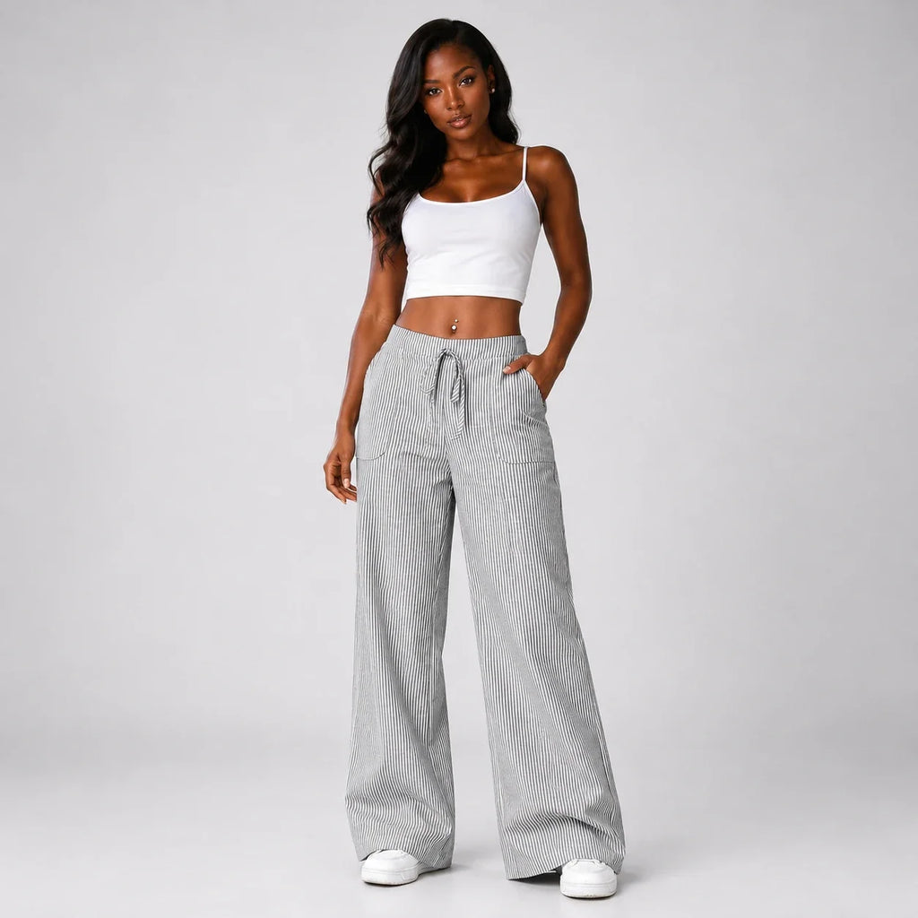 Striped Wide Leg Pants WHD0606209