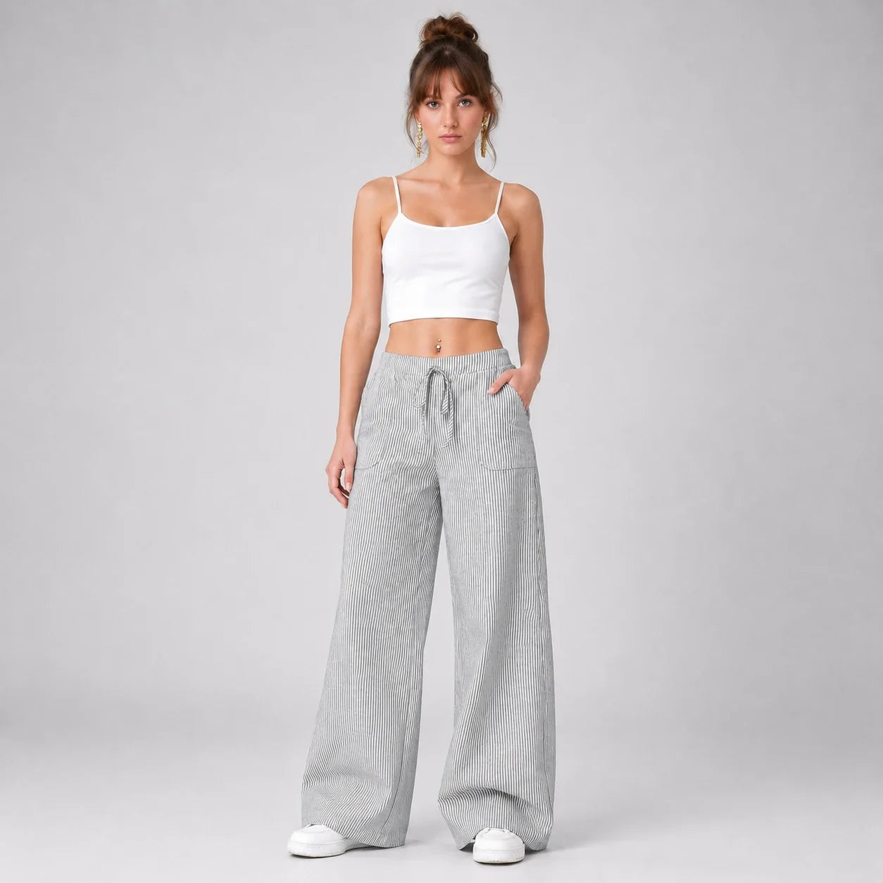 Striped Wide Leg Pants WHD0606209