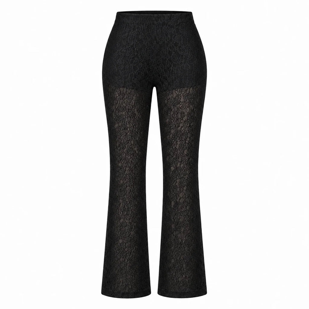White Lace Flare Pants WHD0606211