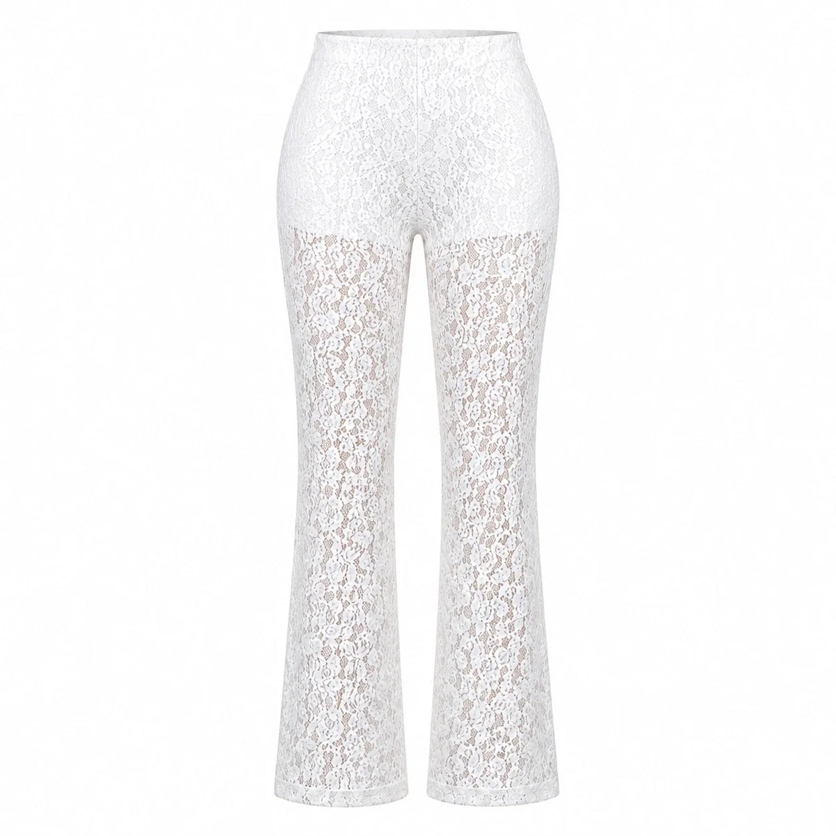White Lace Flare Pants WHD0606211