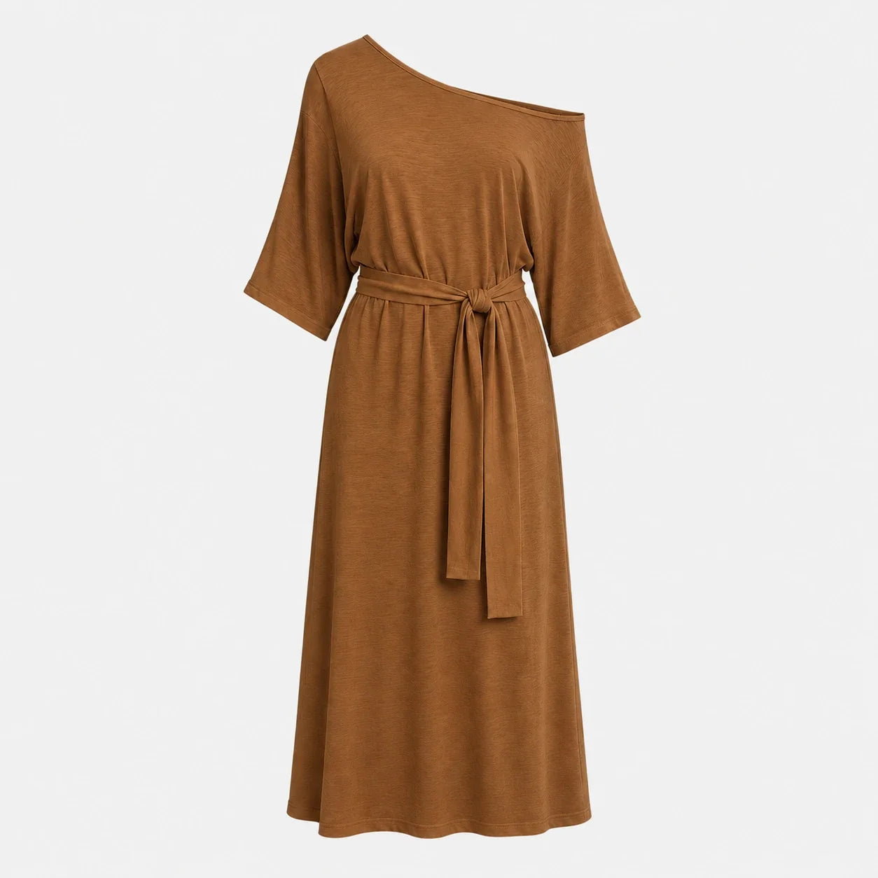 Off-Shoulder Belted Midi Dress WHD0606212