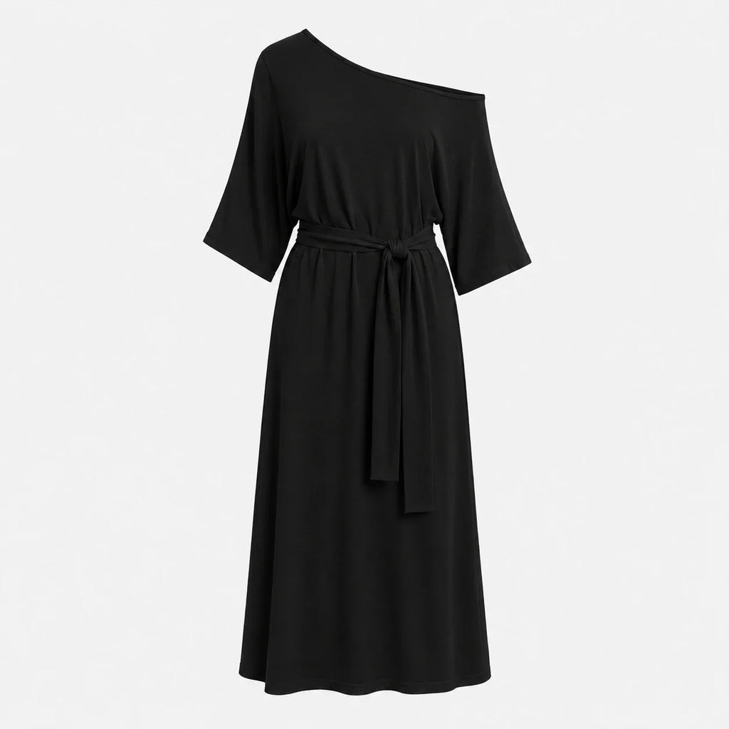 Off-Shoulder Belted Midi Dress WHD0606212