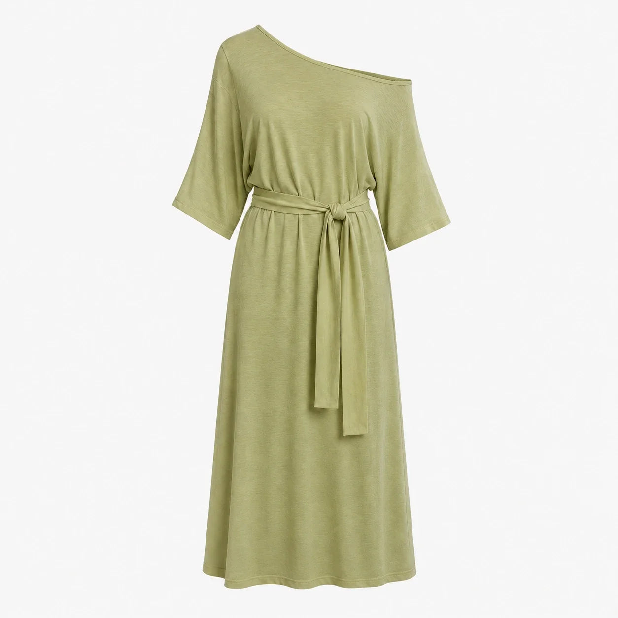Off-Shoulder Belted Midi Dress WHD0606212