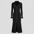 Ribbed Button Midi Dress WHD0606213