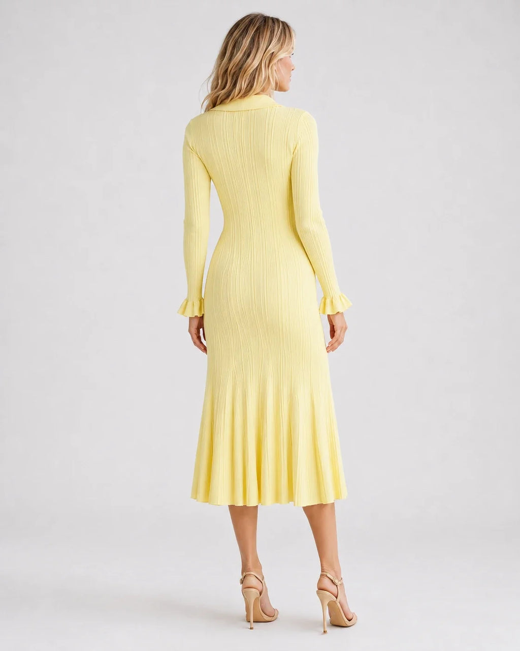 Ribbed Button Midi Dress WHD0606213