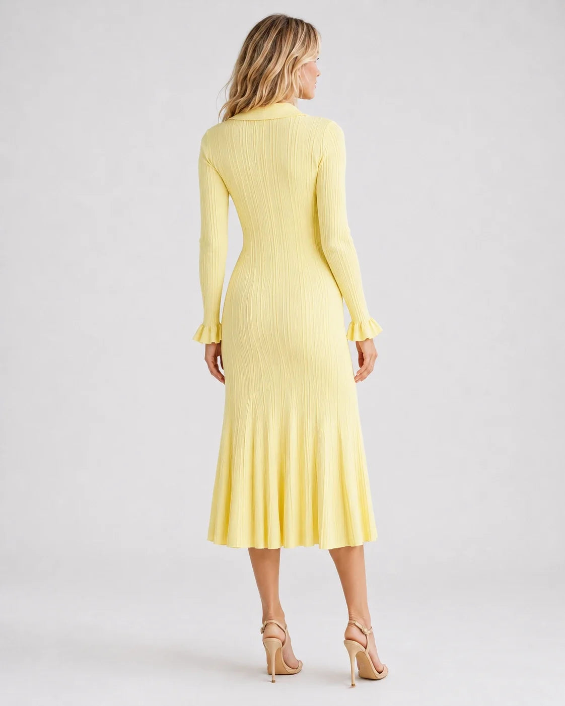 Ribbed Button Midi Dress WHD0606213