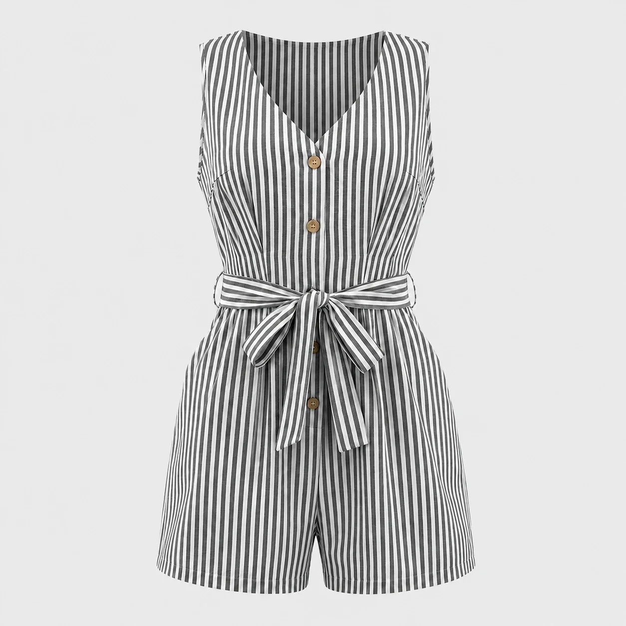 Striped Tie-Waist Romper WHD0606214