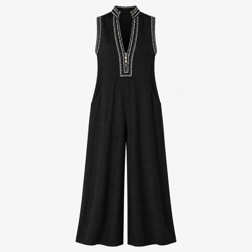 Contrast Trim Wide Leg Jumpsuit WHD0606216