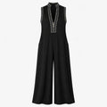 Contrast Trim Wide Leg Jumpsuit WHD0606216