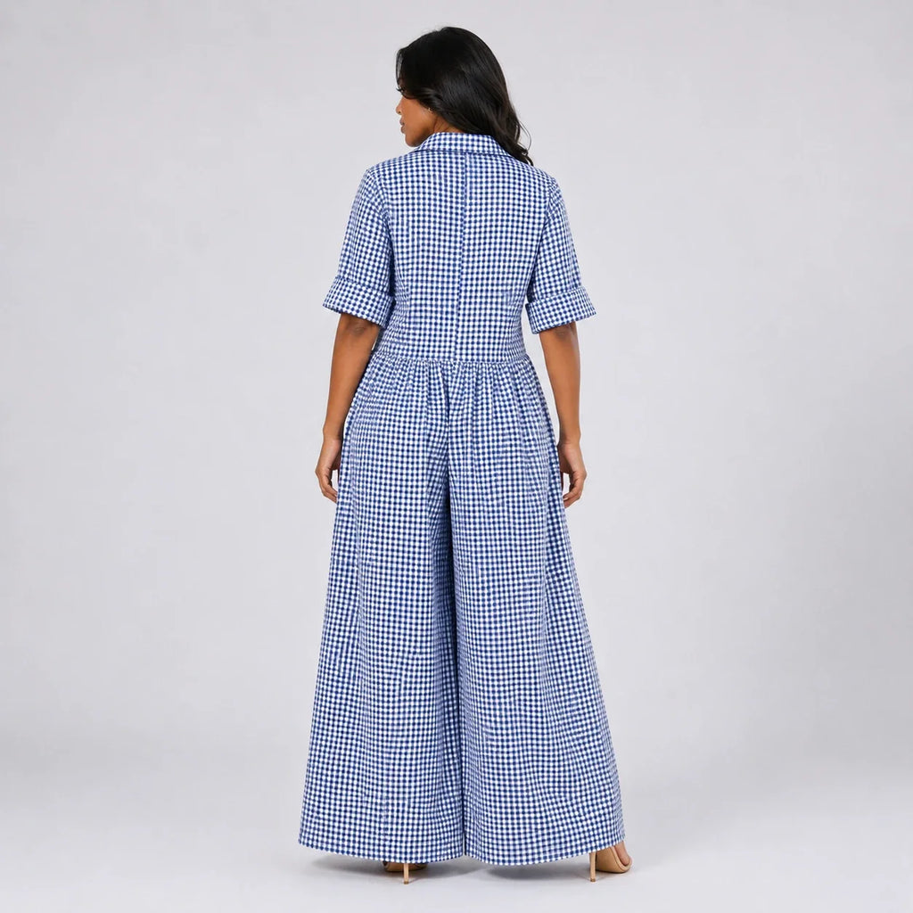 Gingham Wide Leg Jumpsuit WHD0606218