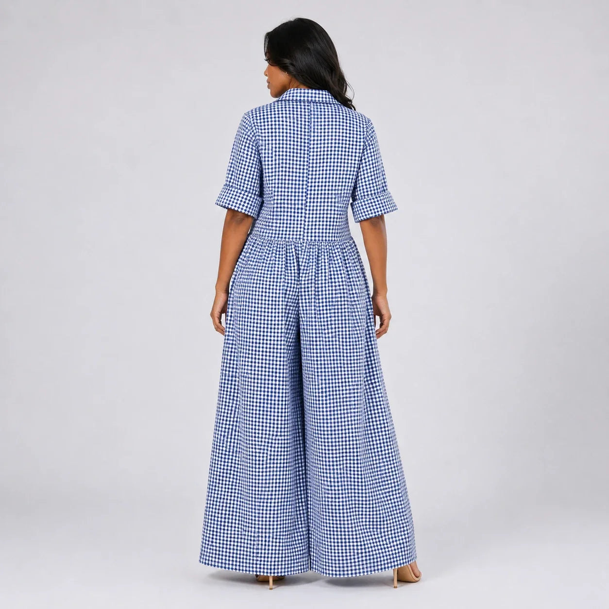 Gingham Wide Leg Jumpsuit WHD0606218