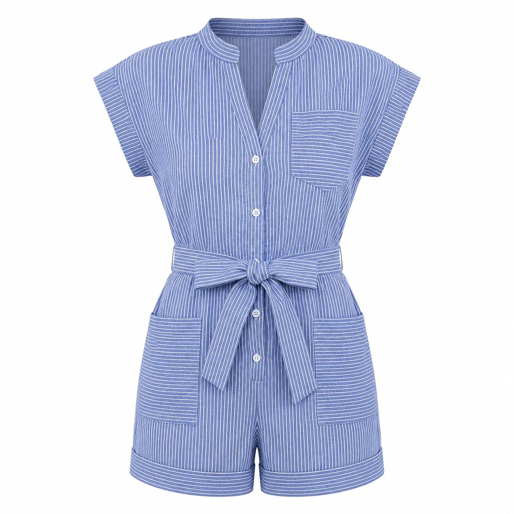 Striped Tie-Waist Romper WHD0606219