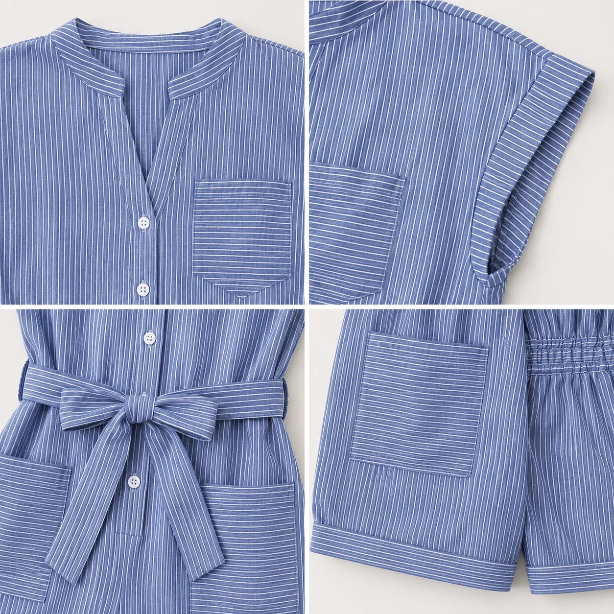 Striped Tie-Waist Romper WHD0606219
